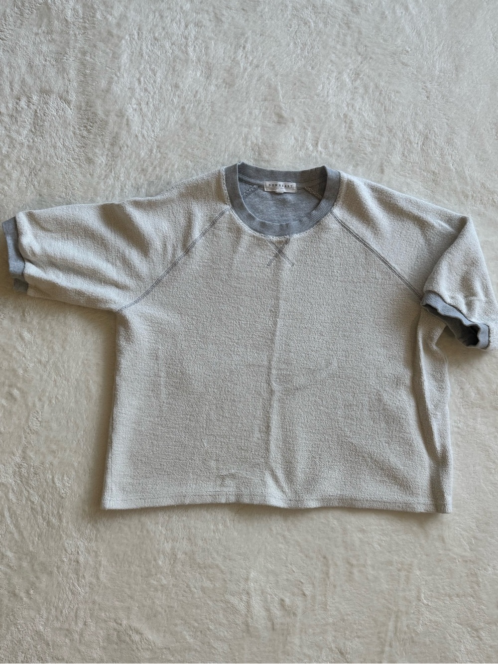 🤍 DownEast 100% Cotton Textured Raglan Short-Sleeve Pullover — Women’s L